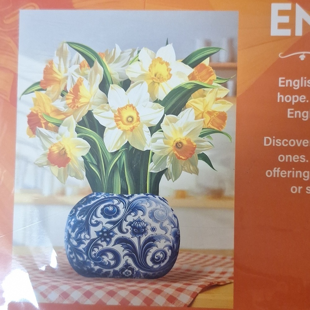 Paeone 12 Inch English Daffodils 3D Pop Up Flower Bouquet Greeting Card New - Picture 5 of 6